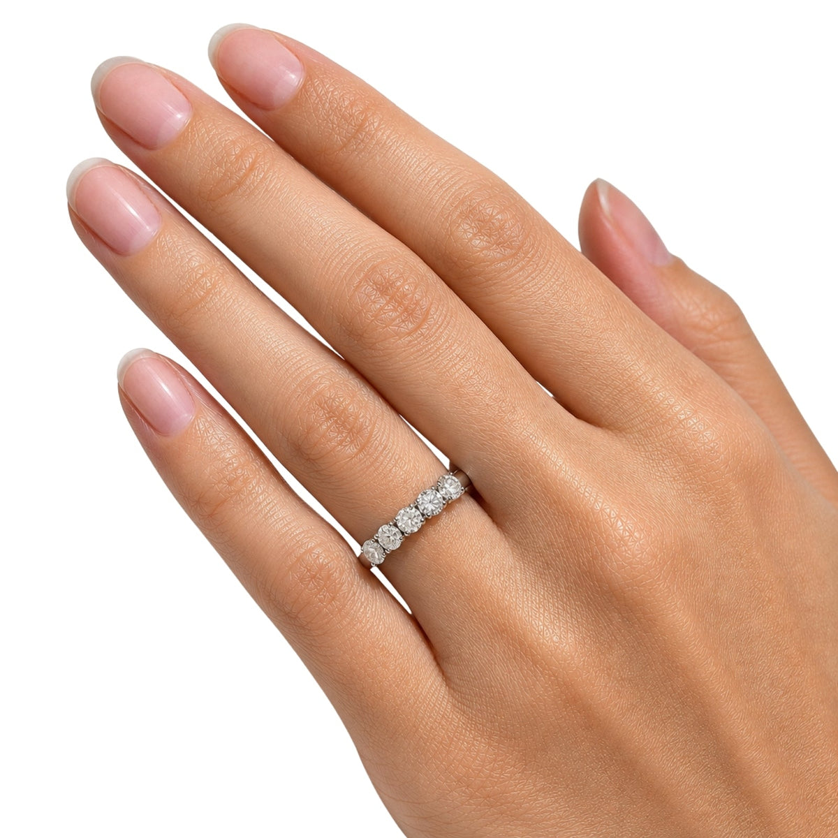 Lab-Grown Diamond Round Five-Stone Wedding Ring in 14K White Gold or 14K Yellow Gold