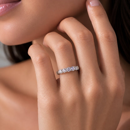 Lab-Grown Diamond Round Five-Stone Wedding Ring in 14K White Gold or 14K Yellow Gold