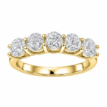 Lab-Grown Diamond Round Five-Stone Wedding Ring in 14K White Gold or 14K Yellow Gold