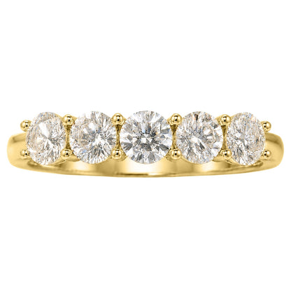 Lab-Grown Diamond Round Five-Stone Wedding Ring in 14K White Gold or 14K Yellow Gold