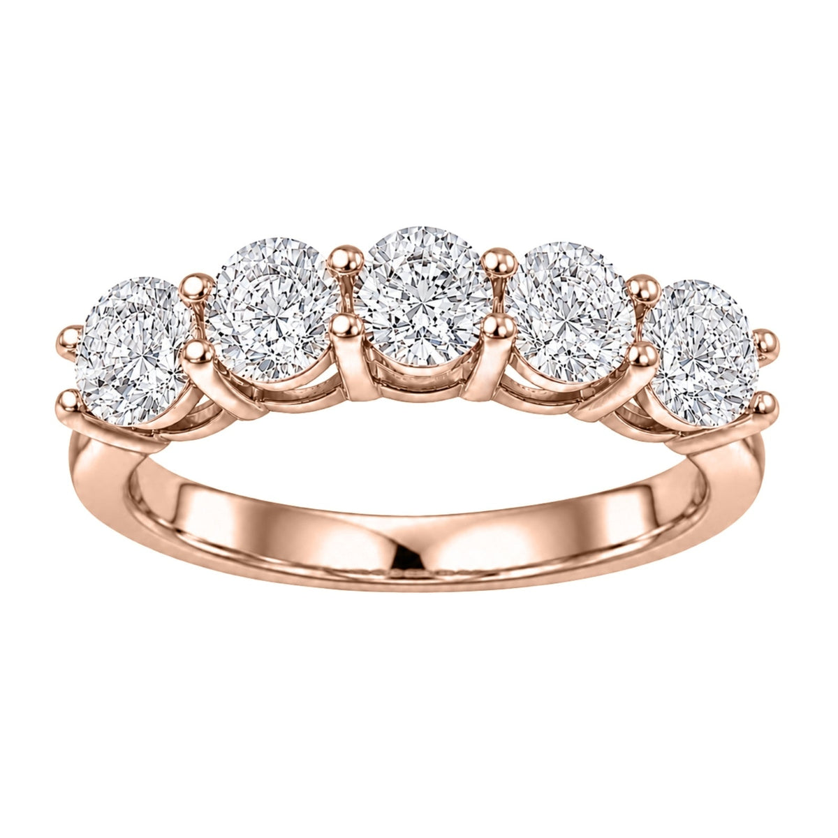 Lab-Grown Diamond Round Five-Stone Wedding Ring in 14K White Gold or 14K Yellow Gold