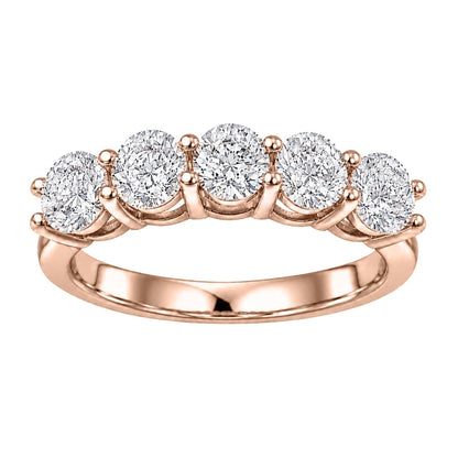 Lab-Grown Diamond Round Five-Stone Wedding Ring in 14K White Gold or 14K Yellow Gold