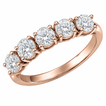 Lab-Grown Diamond Round Five-Stone Wedding Ring in 14K White Gold or 14K Yellow Gold