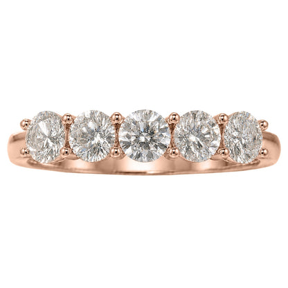 Lab-Grown Diamond Round Five-Stone Wedding Ring in 14K White Gold or 14K Yellow Gold