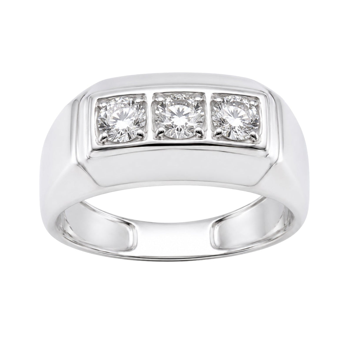 Lab-Grown Diamond Round Three-Stone Engagement Ring in 14K White Gold or 14K Yellow Gold
