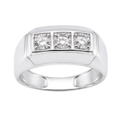 Lab-Grown Diamond Round Three-Stone Engagement Ring in 14K White Gold or 14K Yellow Gold