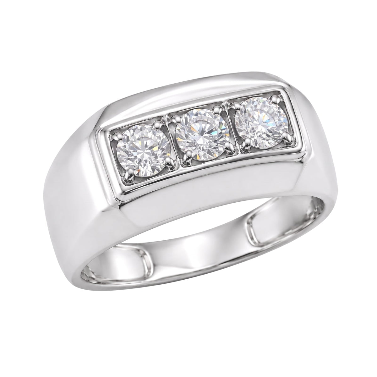 Lab-Grown Diamond Round Three-Stone Engagement Ring in 14K White Gold or 14K Yellow Gold
