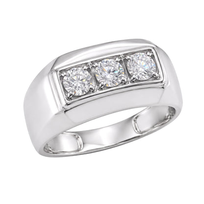 Lab-Grown Diamond Round Three-Stone Engagement Ring in 14K White Gold or 14K Yellow Gold