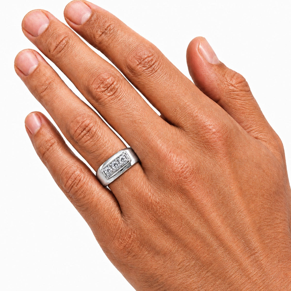 Lab-Grown Diamond Round Three-Stone Engagement Ring in 14K White Gold or 14K Yellow Gold