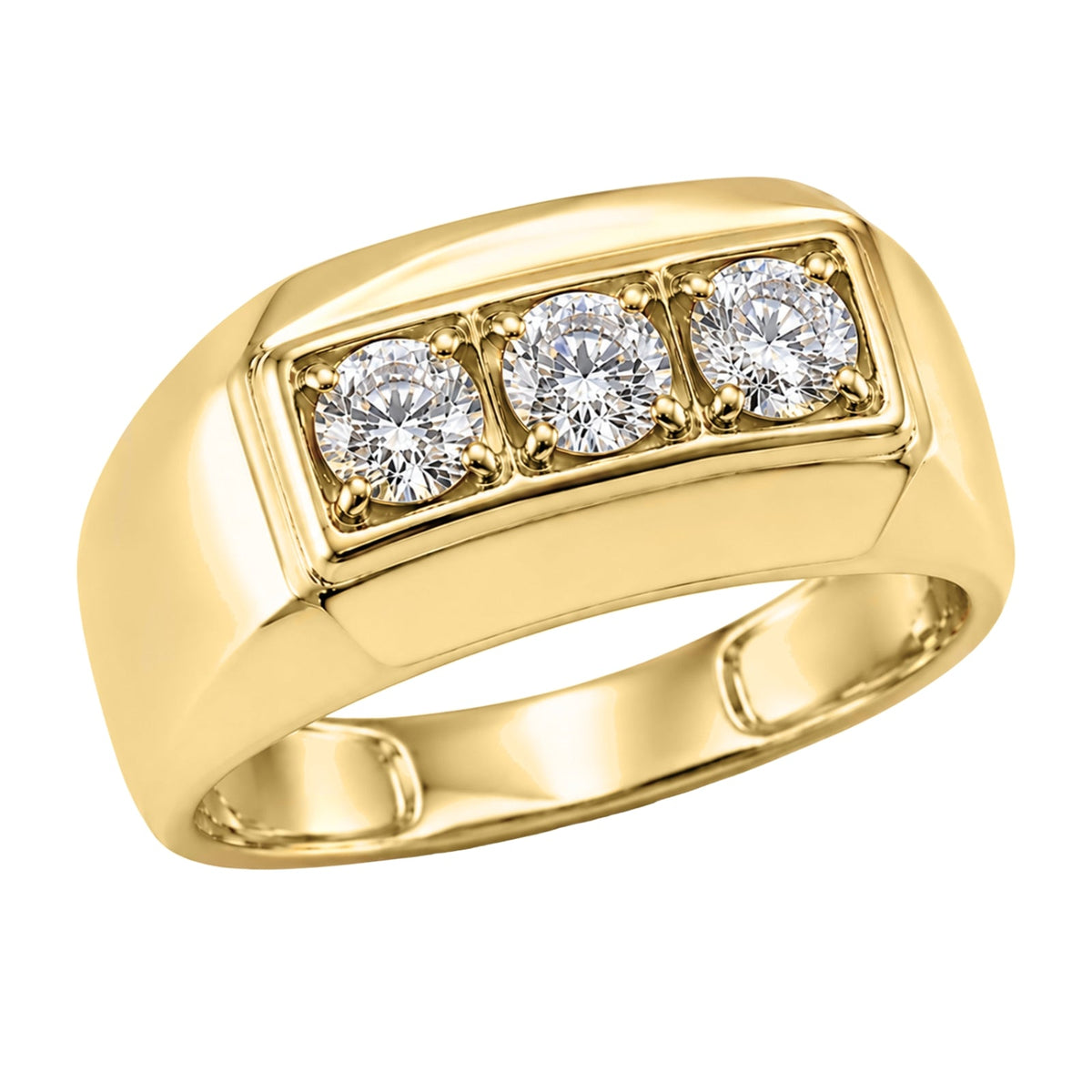 Lab-Grown Diamond Round Three-Stone Engagement Ring in 14K White Gold or 14K Yellow Gold