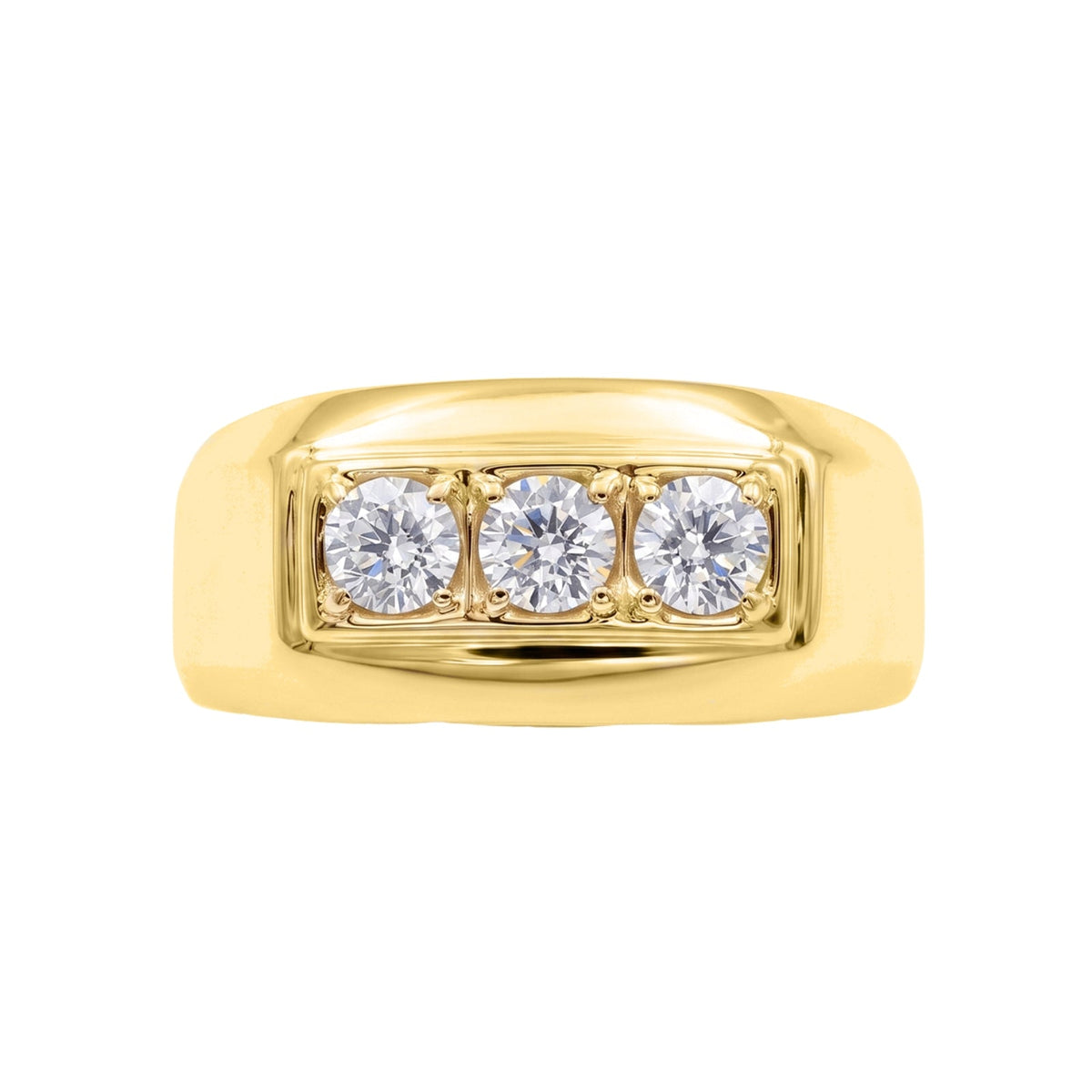 Lab-Grown Diamond Round Three-Stone Engagement Ring in 14K White Gold or 14K Yellow Gold