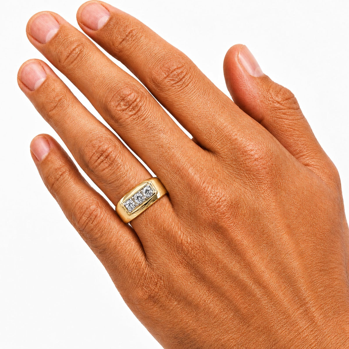 Lab-Grown Diamond Round Three-Stone Engagement Ring in 14K White Gold or 14K Yellow Gold