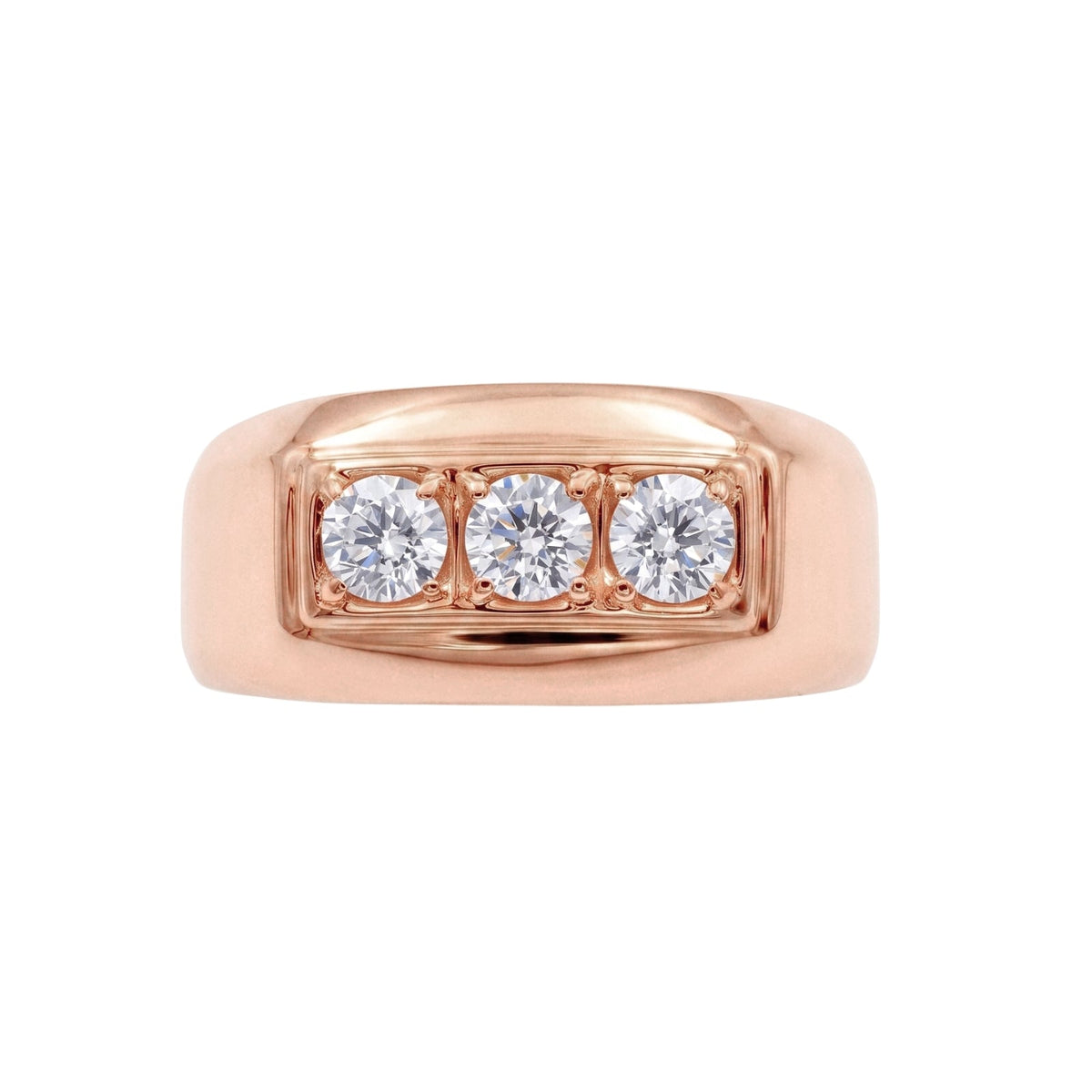 Lab-Grown Diamond Round Three-Stone Engagement Ring in 14K White Gold or 14K Yellow Gold