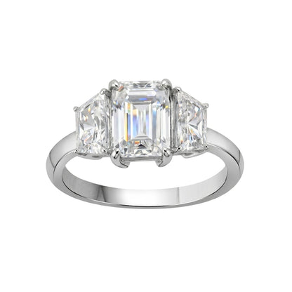 3 ct. T.W. Lab-Grown Diamond Emerald-Cut Three-Stone Wedding Ring in 14K White Gold or 14K Yellow Gold