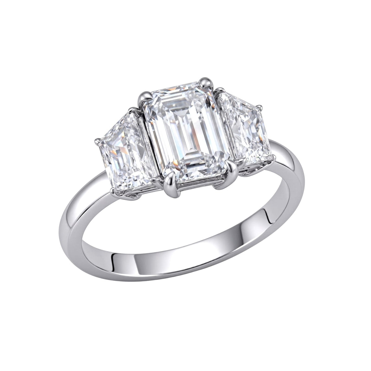 3 ct. T.W. Lab-Grown Diamond Emerald-Cut Three-Stone Wedding Ring in 14K White Gold or 14K Yellow Gold