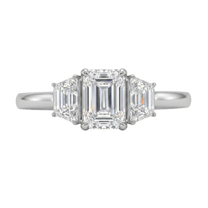 3 ct. T.W. Lab-Grown Diamond Emerald-Cut Three-Stone Wedding Ring in 14K White Gold or 14K Yellow Gold
