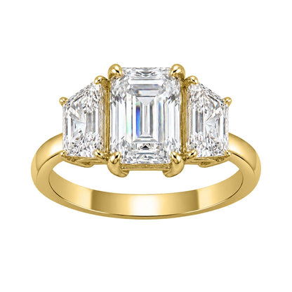 3 ct. T.W. Lab-Grown Diamond Emerald-Cut Three-Stone Wedding Ring in 14K White Gold or 14K Yellow Gold