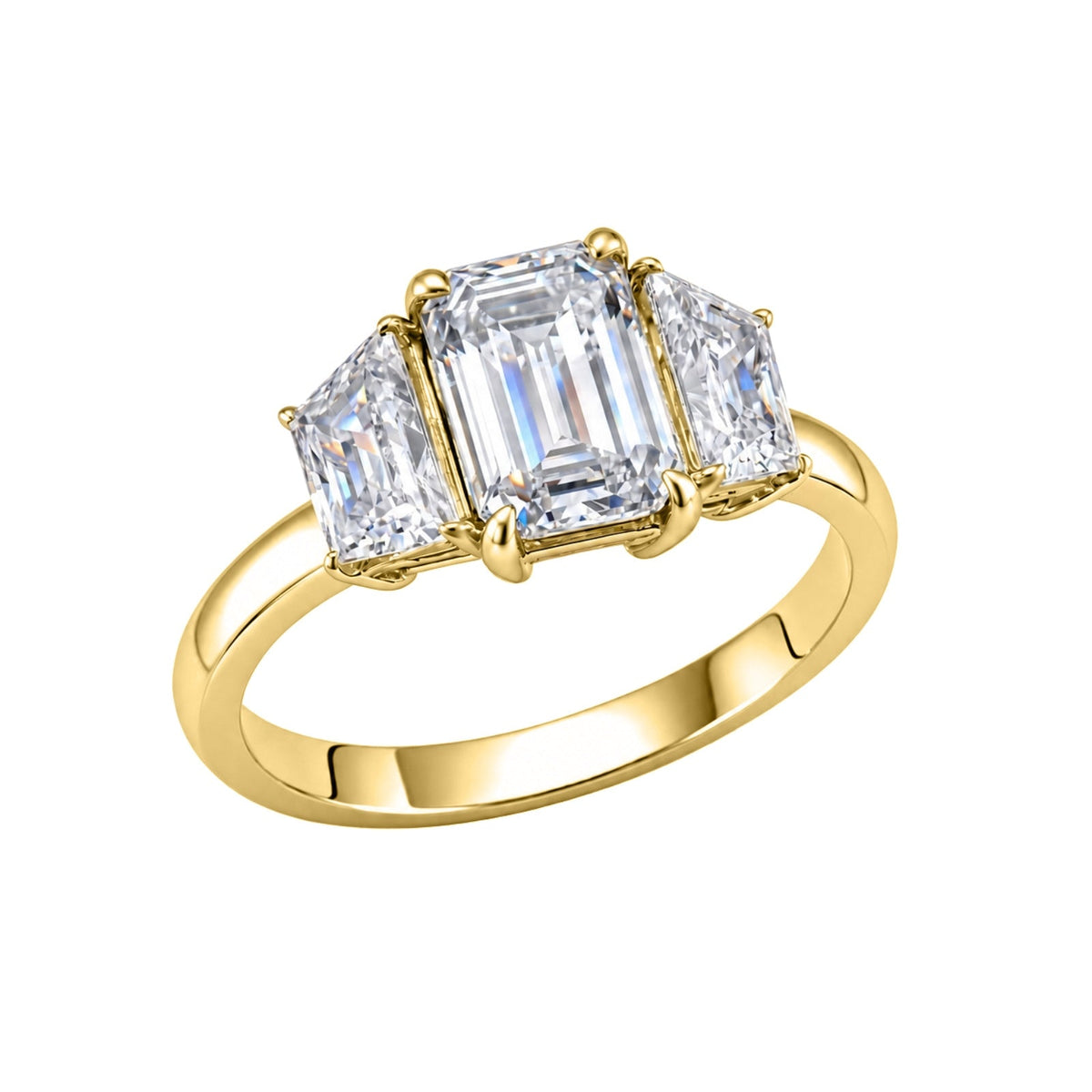3 ct. T.W. Lab-Grown Diamond Emerald-Cut Three-Stone Wedding Ring in 14K White Gold or 14K Yellow Gold