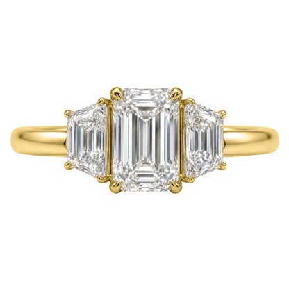 3 ct. T.W. Lab-Grown Diamond Emerald-Cut Three-Stone Wedding Ring in 14K White Gold or 14K Yellow Gold