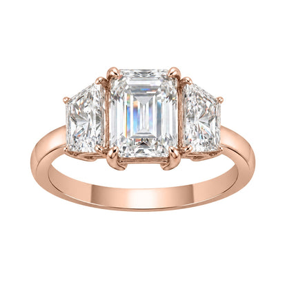 3 ct. T.W. Lab-Grown Diamond Emerald-Cut Three-Stone Wedding Ring in 14K White Gold or 14K Yellow Gold