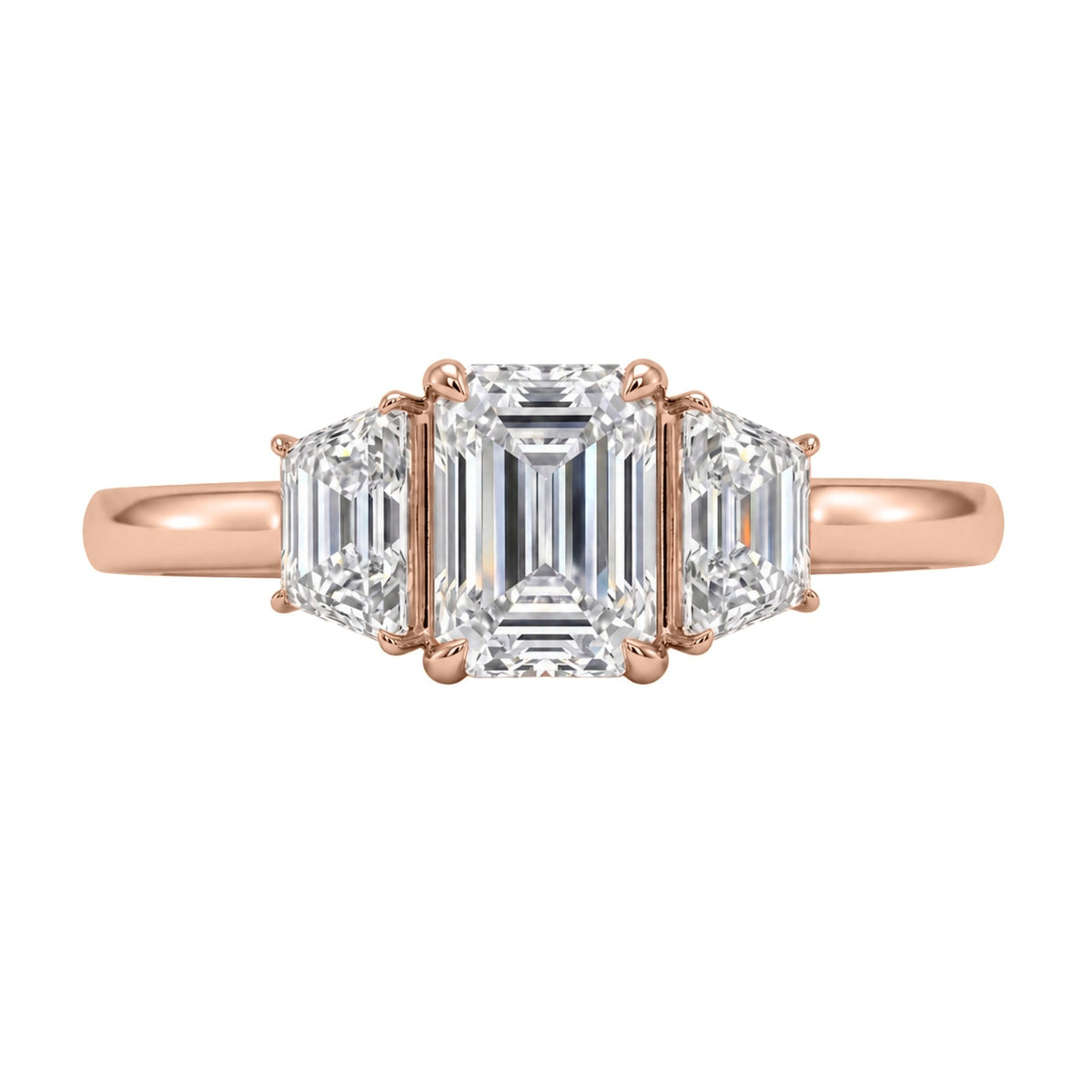3 ct. T.W. Lab-Grown Diamond Emerald-Cut Three-Stone Wedding Ring in 14K White Gold or 14K Yellow Gold