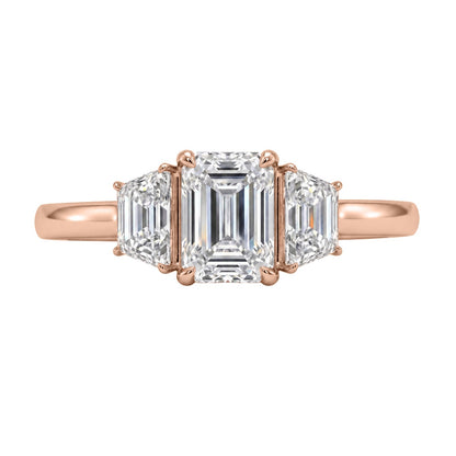 3 ct. T.W. Lab-Grown Diamond Emerald-Cut Three-Stone Wedding Ring in 14K White Gold or 14K Yellow Gold