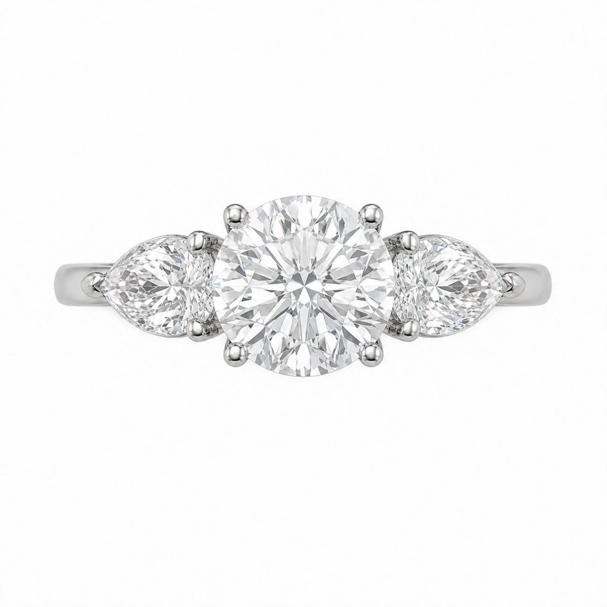 3 ct. T.W. Lab-Grown Diamond Round Three-Stone Wedding Ring in 14K White Gold or 14K Yellow Gold