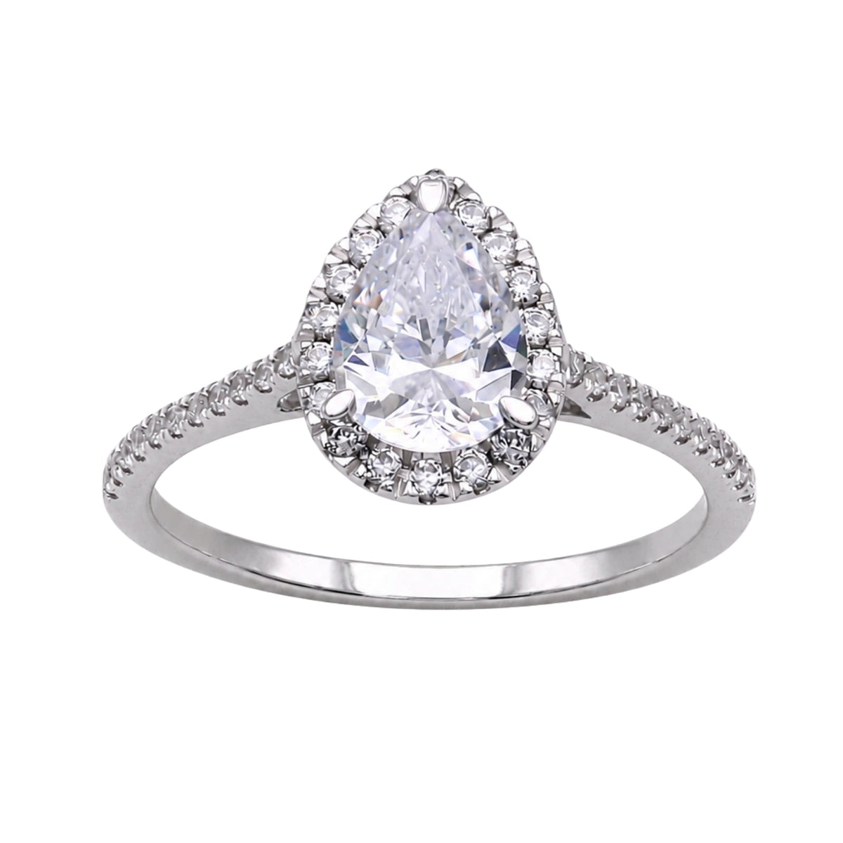Lab-Grown Diamond Pear Halo Engagement Ring in 14K White Gold or 14K Yellow Gold