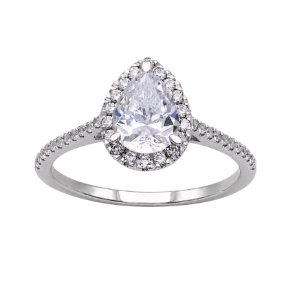 Lab-Grown Diamond Pear Halo Engagement Ring in 14K White Gold or 14K Yellow Gold