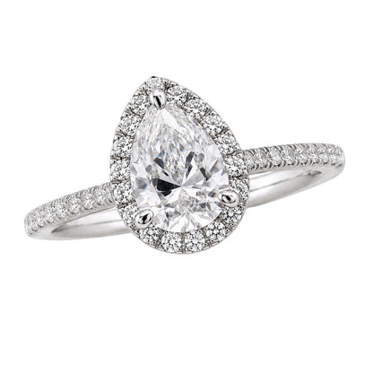 Lab-Grown Diamond Pear Halo Engagement Ring in 14K White Gold or 14K Yellow Gold