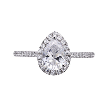 Lab-Grown Diamond Pear Halo Engagement Ring in 14K White Gold or 14K Yellow Gold