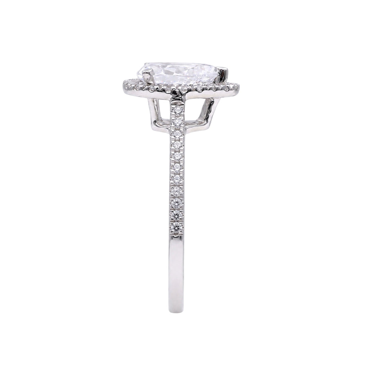 Lab-Grown Diamond Pear Halo Engagement Ring in 14K White Gold or 14K Yellow Gold
