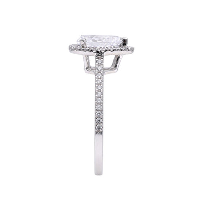 Lab-Grown Diamond Pear Halo Engagement Ring in 14K White Gold or 14K Yellow Gold