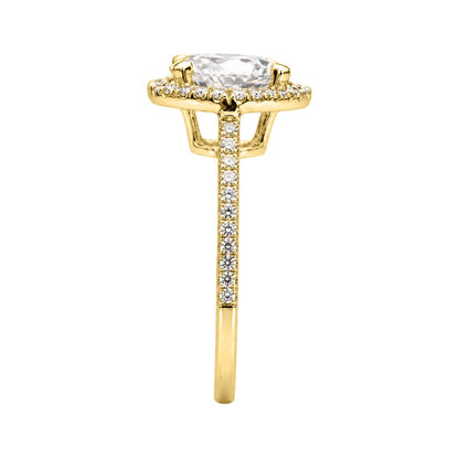 Lab-Grown Diamond Pear Halo Engagement Ring in 14K White Gold or 14K Yellow Gold