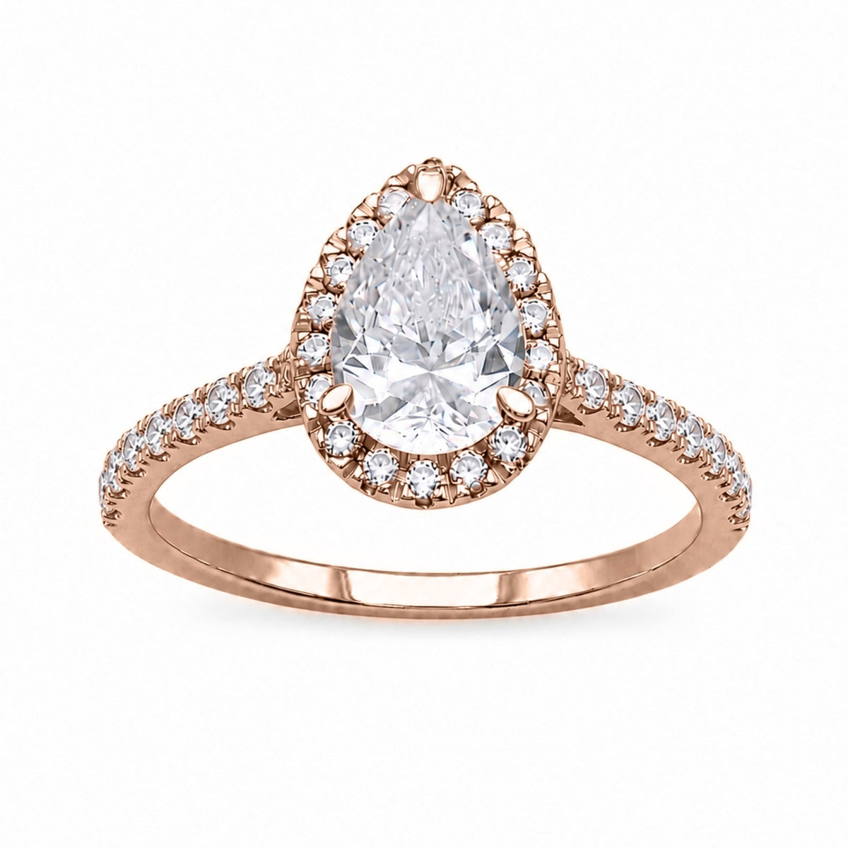 Lab-Grown Diamond Pear Halo Engagement Ring in 14K White Gold or 14K Yellow Gold