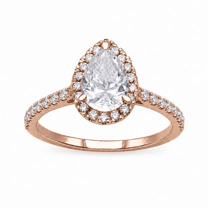 Lab-Grown Diamond Pear Halo Engagement Ring in 14K White Gold or 14K Yellow Gold