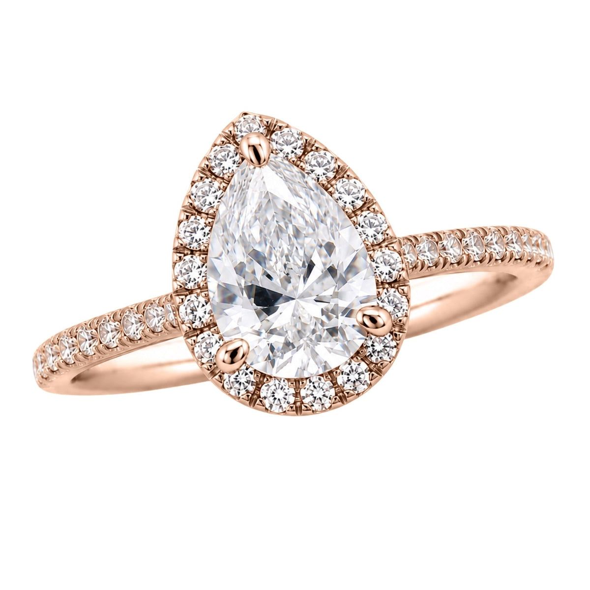 Lab-Grown Diamond Pear Halo Engagement Ring in 14K White Gold or 14K Yellow Gold