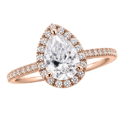 Lab-Grown Diamond Pear Halo Engagement Ring in 14K White Gold or 14K Yellow Gold