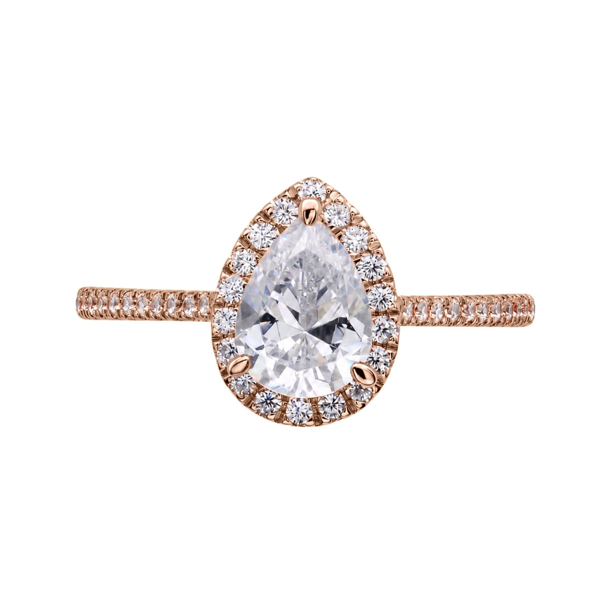 Lab-Grown Diamond Pear Halo Engagement Ring in 14K White Gold or 14K Yellow Gold