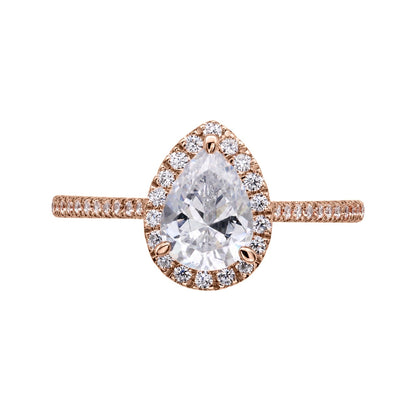 Lab-Grown Diamond Pear Halo Engagement Ring in 14K White Gold or 14K Yellow Gold