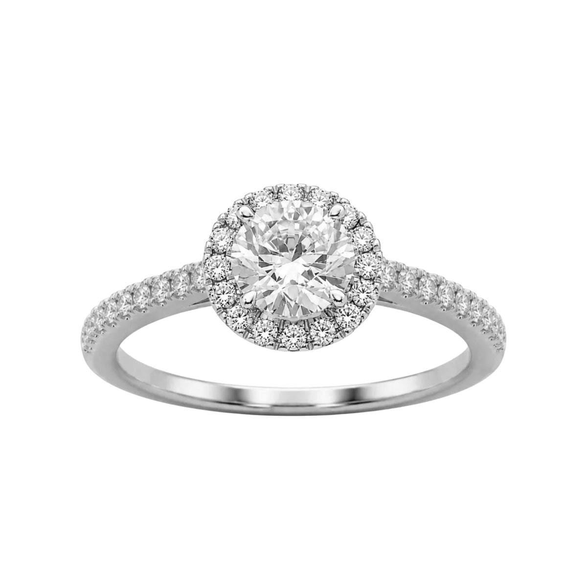 Lab-Grown Diamond Round Halo Engagement Ring in 14K White Gold or 14K Yellow Gold
