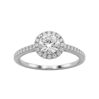 Lab-Grown Diamond Round Halo Engagement Ring in 14K White Gold or 14K Yellow Gold