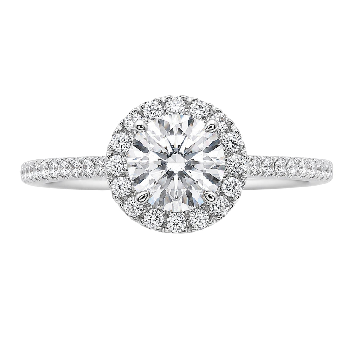 Lab-Grown Diamond Round Halo Engagement Ring in 14K White Gold or 14K Yellow Gold