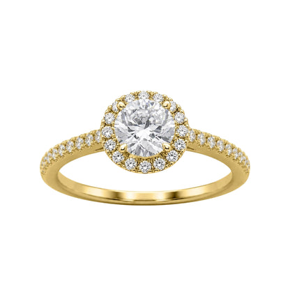 Lab-Grown Diamond Round Halo Engagement Ring in 14K White Gold or 14K Yellow Gold