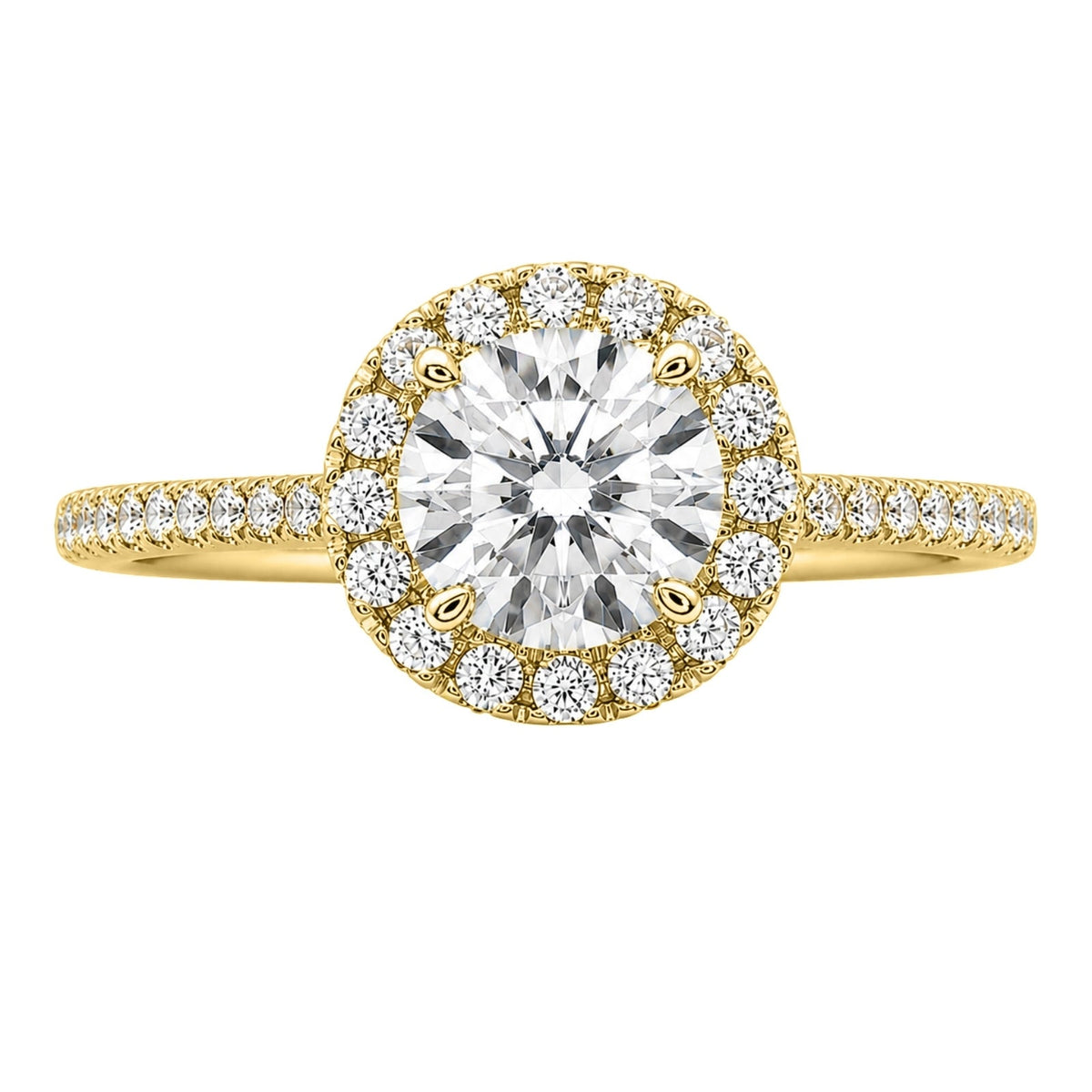Lab-Grown Diamond Round Halo Engagement Ring in 14K White Gold or 14K Yellow Gold