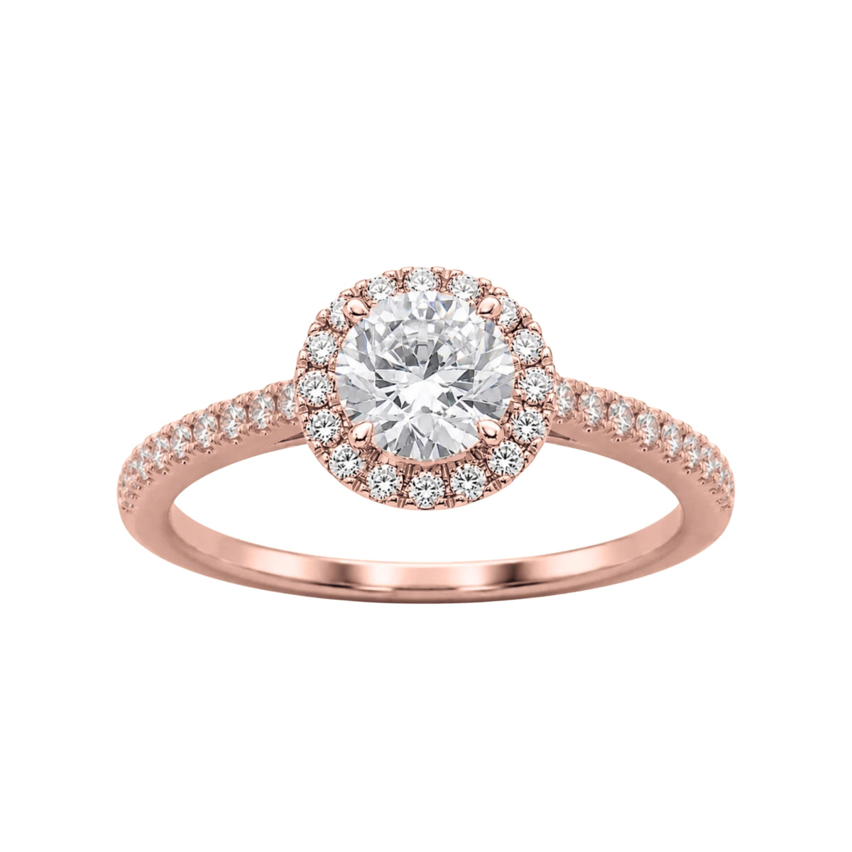 Lab-Grown Diamond Round Halo Engagement Ring in 14K White Gold or 14K Yellow Gold