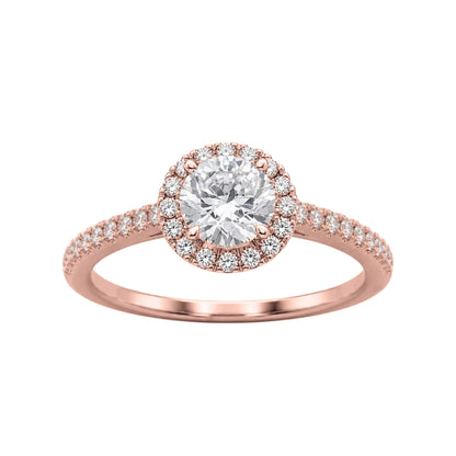 Lab-Grown Diamond Round Halo Engagement Ring in 14K White Gold or 14K Yellow Gold