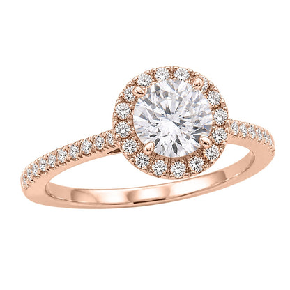 Lab-Grown Diamond Round Halo Engagement Ring in 14K White Gold or 14K Yellow Gold