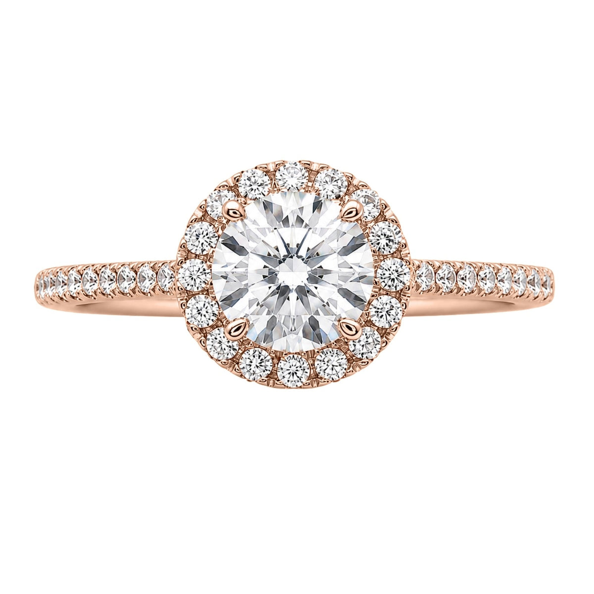 Lab-Grown Diamond Round Halo Engagement Ring in 14K White Gold or 14K Yellow Gold