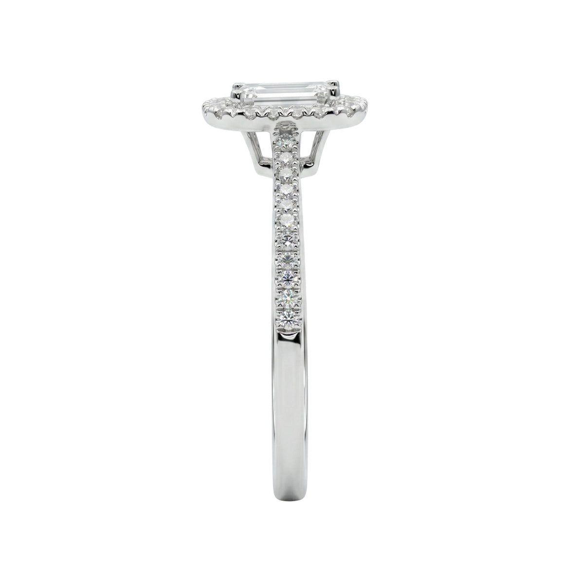Lab-Grown Diamond Emerald-Cut Halo Engagement Ring in 14K White Gold or 14K Yellow Gold